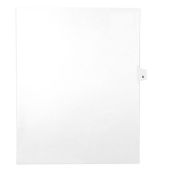 K - Avery Style Letter Size Side Tab Legal Indexes - 25/Pk