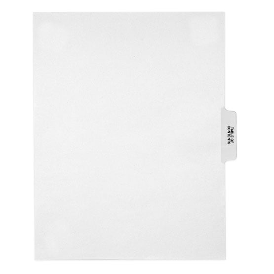 TABLE OF CONTENTS - Avery Style Letter Size Side Tab Legal Indexes - 25pk