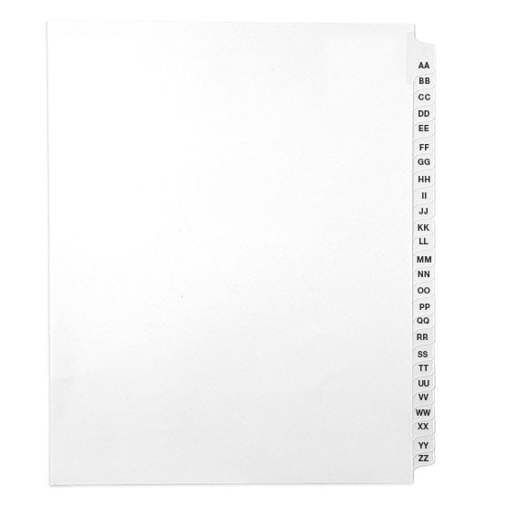 Avery Style Letter Size Collated Letters Side Tab Legal Indexes
