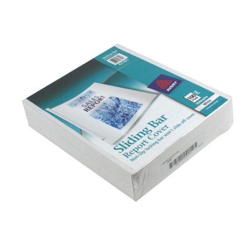 Avery Slide Lock Report Covers With Binding Bar White (100pk) - 47701