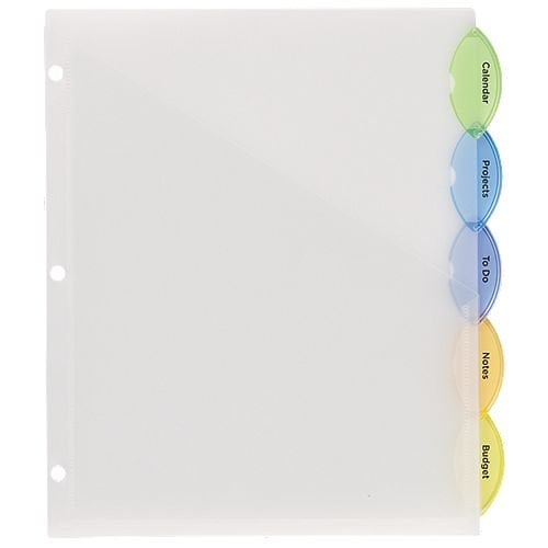 Avery Style Edge 5-Tab Translucent Plastic Insertable Dividers with Pocket 1 set - 11292