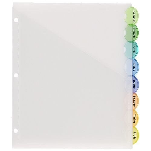 Avery Style Edge 8-Tab Translucent Plastic Insertable Dividers with Pocket 1 set - 11293