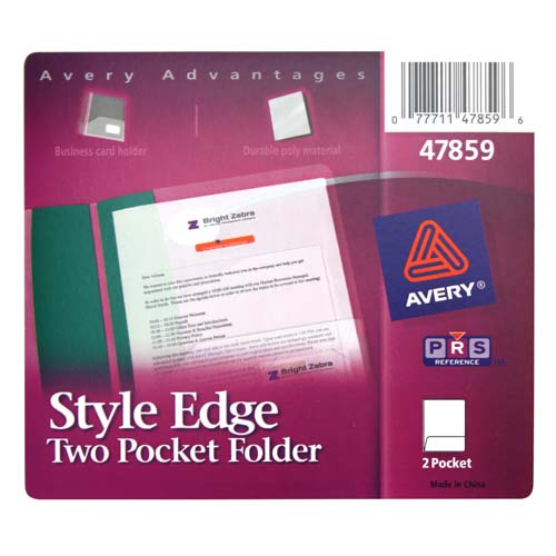 Avery Style Edge Two Pocket Folder Assorted (1pk) - 47859