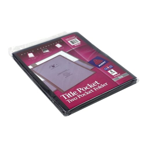 Avery Title Pocket Folder Gray (4pk) - 47816