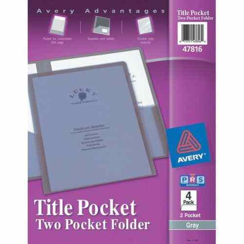 Avery Title Pocket Folder Gray (4pk) - 47816