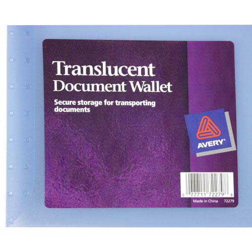 Avery Translucent Document Wallet Light Blue (1pk) - 72279