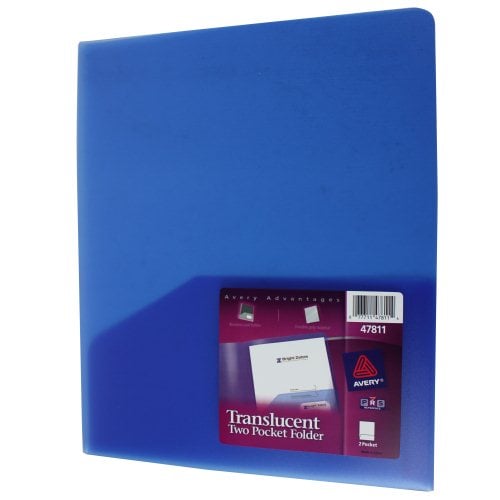 Avery Translucent Two-Pocket Folder Blue 1pk - 47811