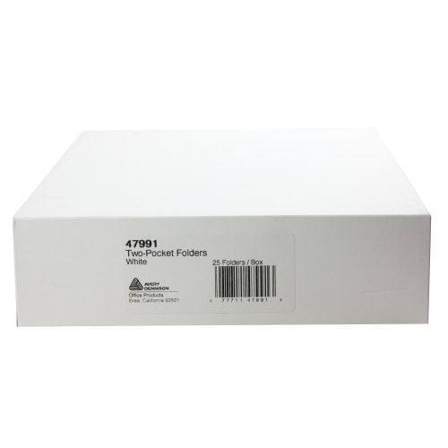 Avery White Two-Pocket Folder 25pk - 47991