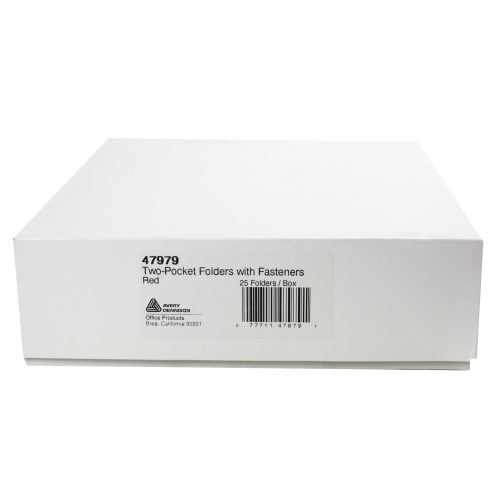 Avery Two Pocket Folder with Fasteners Red 25pk - 47979 - Clearance Sale