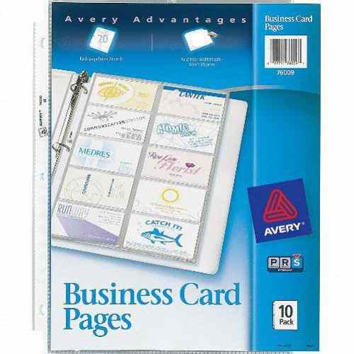 Avery Untabbed Business Card Pages Polypropylene 10pk - 76009
