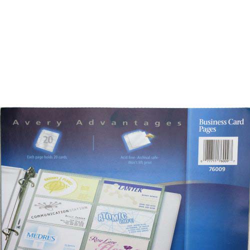 Avery Untabbed Business Card Pages Polypropylene 10pk - 76009