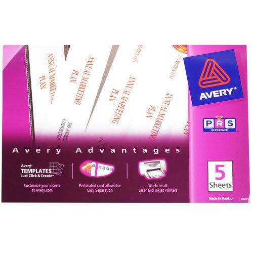 Avery White Binder Spine Inserts