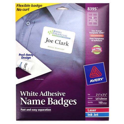 Avery White Name Badge Label 2-1/3" x 3-3/8" 160pk - 8395- Clearance Sale