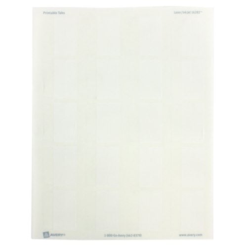 Avery White Printable Repositional Plastic Tabs 1pk 80pk - 16282