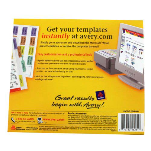 Avery White Printable Repositional Plastic Tabs (96/pk [Minimum Order Requirement: 26 Packs) - 16280 - Clearance Sale