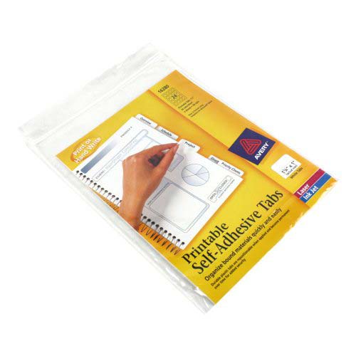 Avery White Printable Repositional Plastic Tabs (96/pk [Minimum Order Requirement: 26 Packs) - 16280 - Clearance Sale