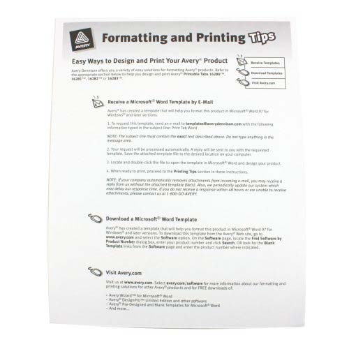 Avery White Printable Repositional Plastic Tabs (96/pk [Minimum Order Requirement: 26 Packs) - 16280 - Clearance Sale