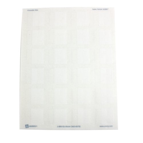 Avery White Printable Repositional Plastic Tabs (96/pk [Minimum Order Requirement: 26 Packs) - 16280 - Clearance Sale