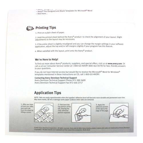 Avery White Printable Repositional Plastic Tabs (96/pk [Minimum Order Requirement: 26 Packs) - 16280 - Clearance Sale