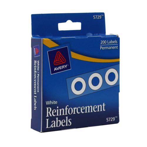 Avery White Self-Adhesive Hole Reinforcements 200pk - 05729 - Clearance Sale
