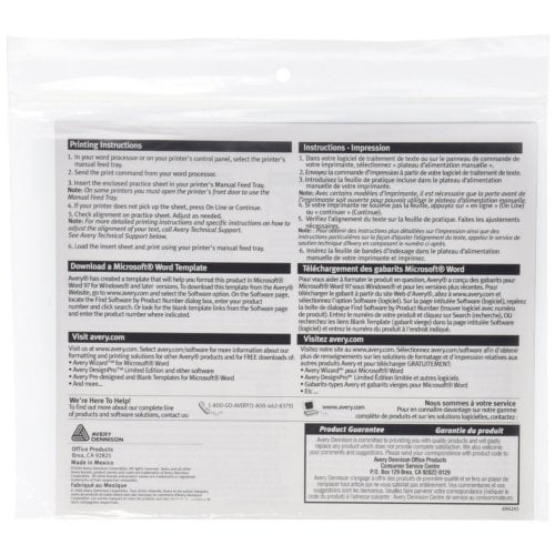 Avery WorkSaver Printable 3.5" White Tab Inserts for Hanging File Folders 100pk - 11137