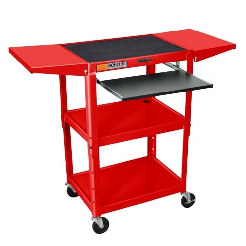 Luxor Adjustable Height Metal Cart with Keyboard Tray and Drop Leaf Shelves