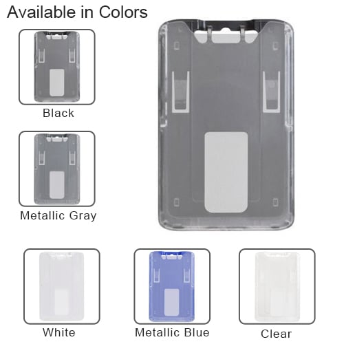B-Holder 1-Card Rigid Plastic Vertical ID Badge Holders - 50pk