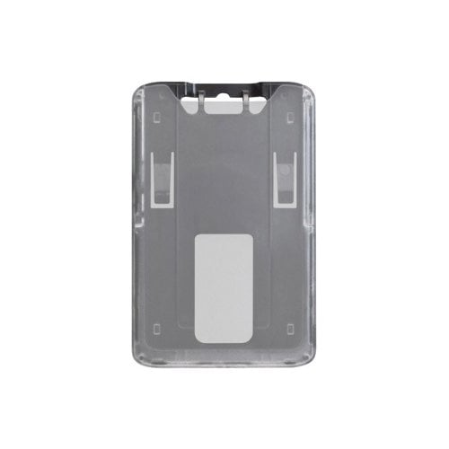 B-Holder Black 1-Card Rigid Plastic Vertical ID Badge Holder - 50pk