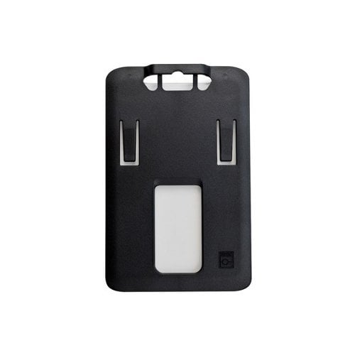 B-Holder Black 1-Card Rigid Plastic Vertical ID Badge Holder - 50pk