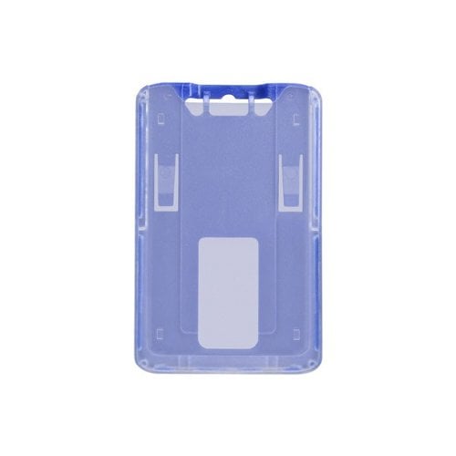 B-Holder Metallic Blue 1-Card Rigid Plastic Vertical ID Badge Holder - 50pk