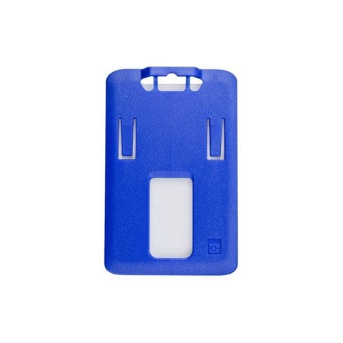 B-Holder Metallic Blue 1-Card Rigid Plastic Vertical ID Badge Holder - 50pk