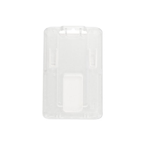 B-Holder Clear 1-Card Rigid Plastic Vertical ID Badge Holder - 50pk