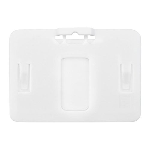 B-Holder Metallic White 1-Card Rigid Plastic Horizontal ID Badge Holder - 50pk