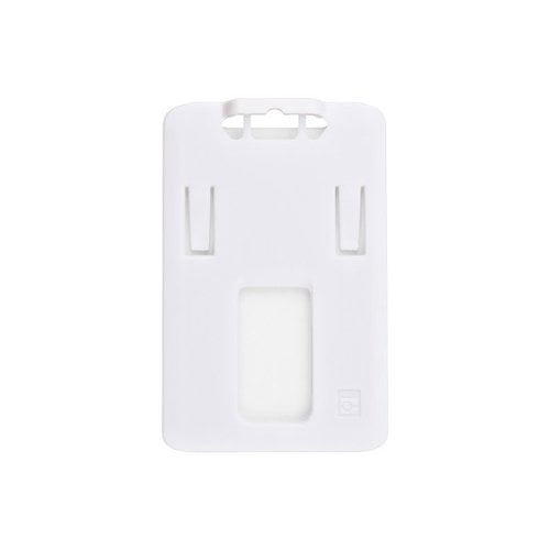B-Holder White 1-Card Rigid Plastic Vertical ID Badge Holder - 50pk