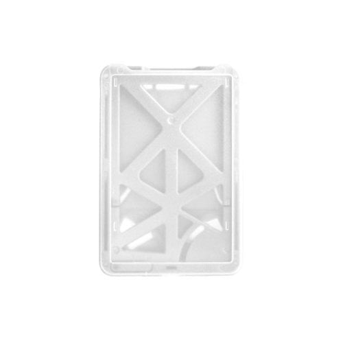 B-Holder White 3-Card Rigid Plastic Vertical ID Badge Holder - 50pk