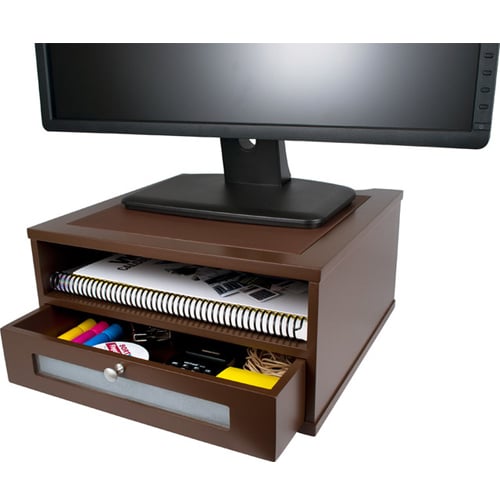Victor Monitor Riser with Shelf and Drawer (Mocha Brown) - B1175