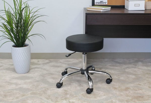 Boss Adjustable Antimicrobial Rolling Stool - B240-BK
