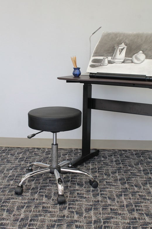 Boss Adjustable Antimicrobial Rolling Stool - B240-BK