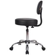 Boss Black Adjustable Antimicrobial Rolling Stool w/ Back Cushion - B245-BK