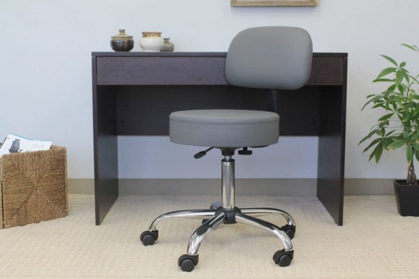 Boss Gray Adjustable Antimicrobial Rolling Stool w/ Back Cushion - B245-GY