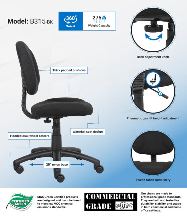 Boss Perfect Posture Chair - B315-BK