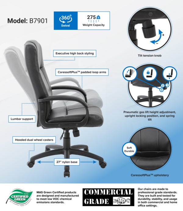 Boss CaresoftPlus Executive High Back Chair - B7901