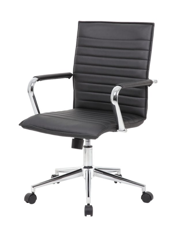 Boss Sleek Black Vinyl Task Chair - B9533C-BK