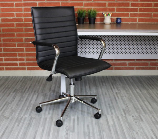 Boss Sleek Black Vinyl Task Chair - B9533C-BK