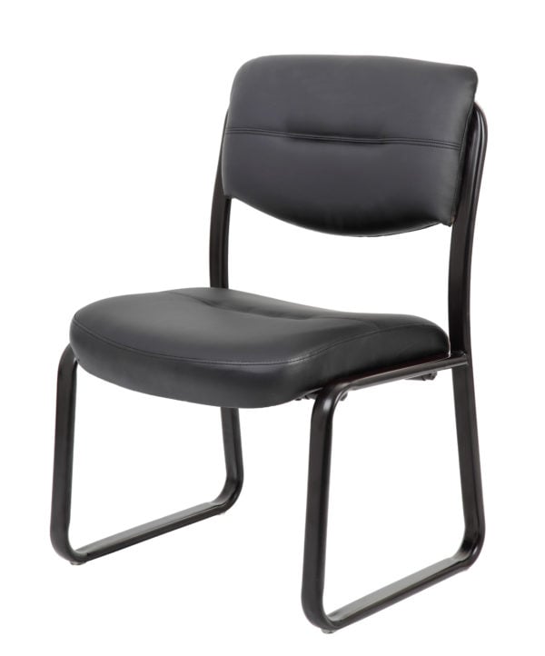 Boss Leather Sled Base Side Chair - B9539