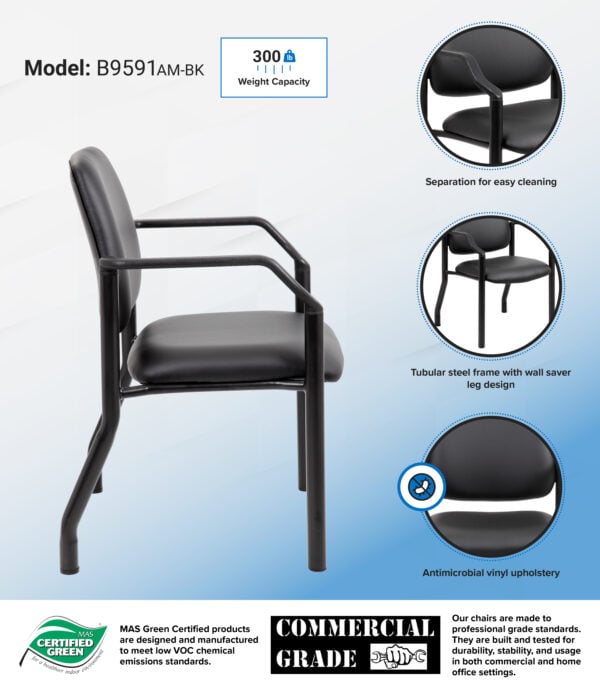 Boss Clean Comfort Guest Chair - B9591AM-BK
