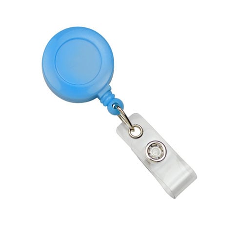 Neon Blue Badge Reel With Clear Vinyl Strap And Belt Clip - 25pk