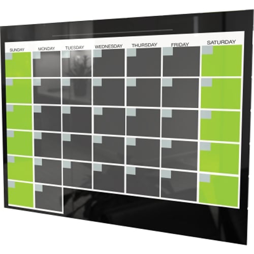 Balt 1.5' x 2' Black Magnetic Glass Dry-Erase Monthly Calendar Board