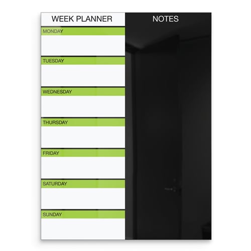Balt 2' x 1.5' Black Magnetic Glass Dry-Erase Weekly Planner Board