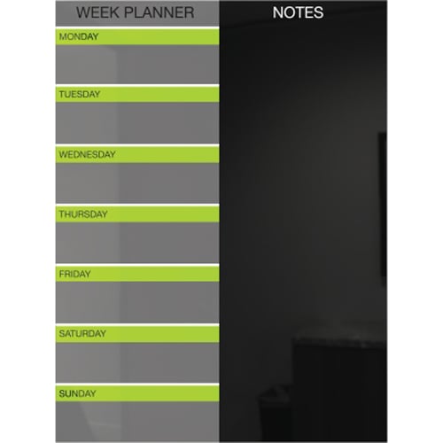 Balt 2' x 1.5' Black Magnetic Glass Dry-Erase Weekly Planner Board